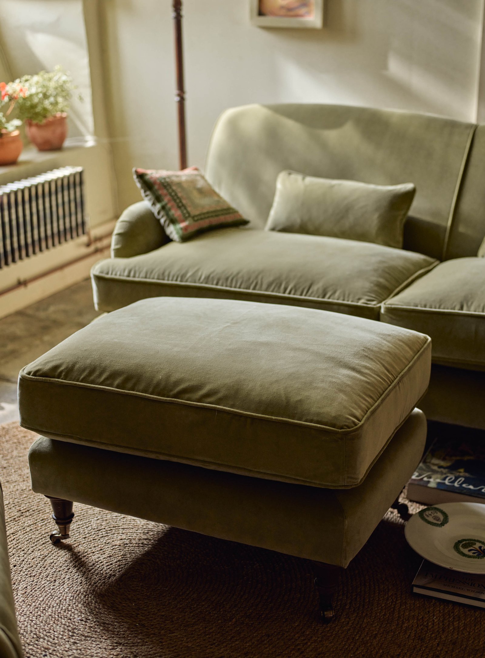 Abington Footstool, Leaden Grey Linen - Image 2