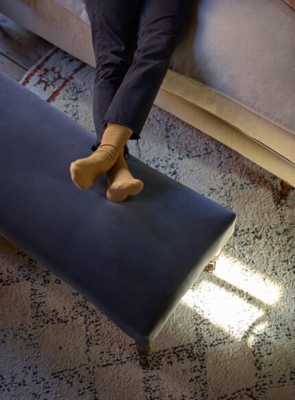 Edmund Footstool, Large, Slate Grey Velvet