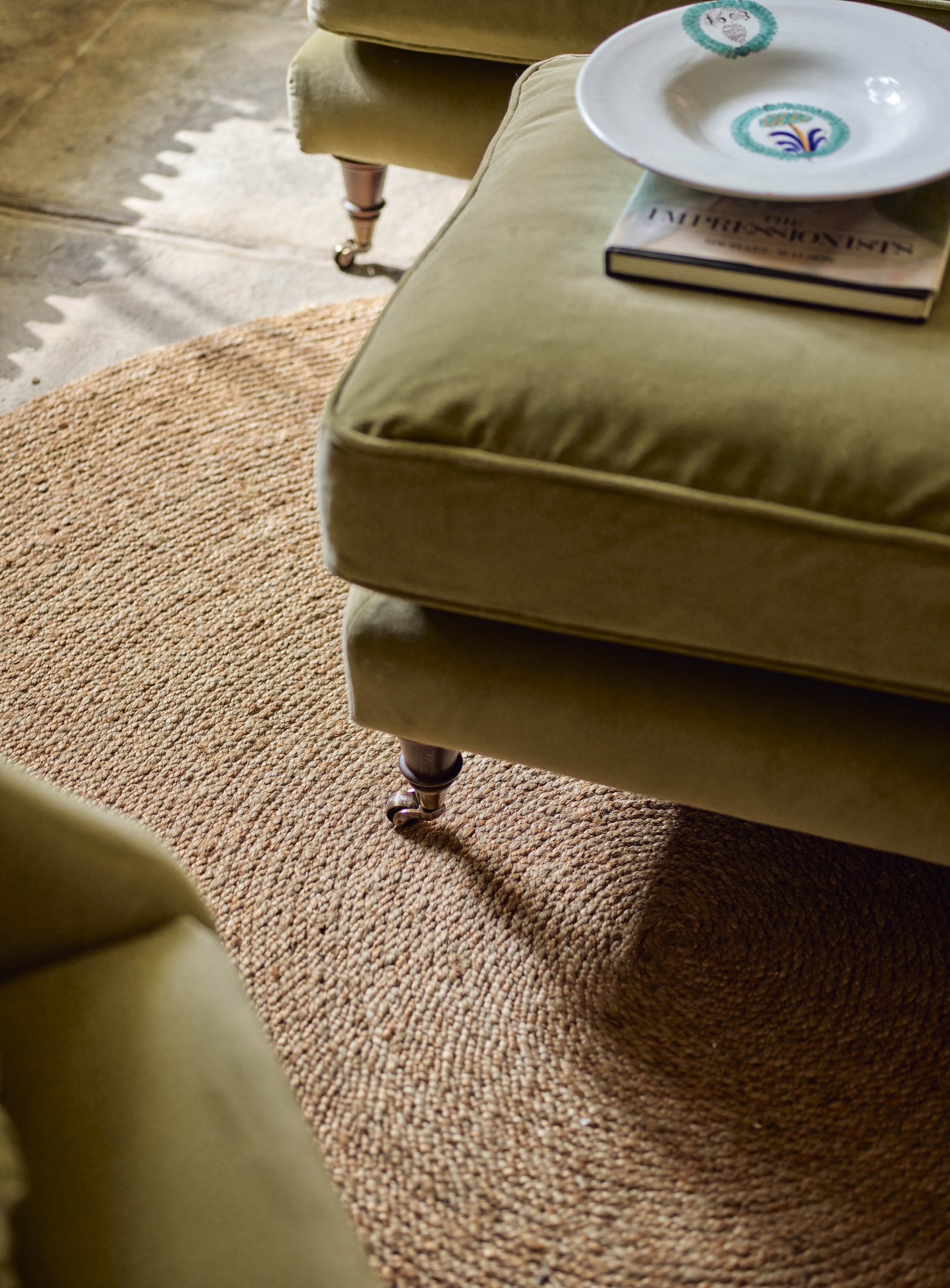 Abington Footstool, Heritage Green Stripe - Image 3