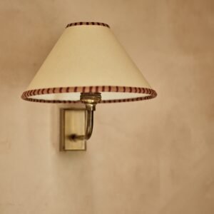 Arlo Card Lampshade, Small, Pink Stripe Trim