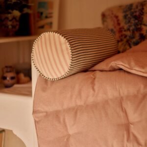 Bolster Cushion, Fine Green Ticking Stripe