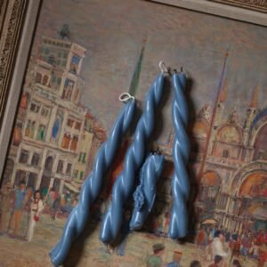 Beeswax Twisted Dinner Candle, Dove Blue