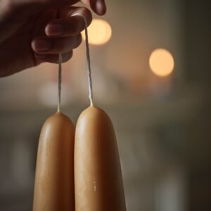 Beeswax Candles, Short, Set of Two