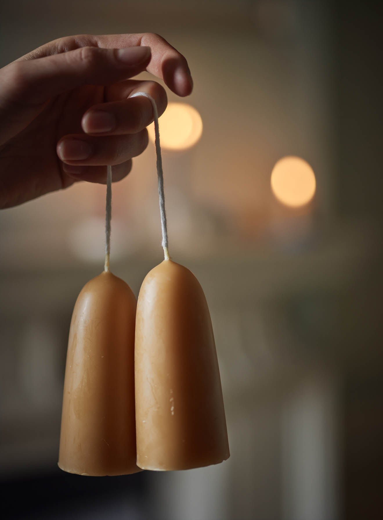 Beeswax Candles, Short, Set of Two