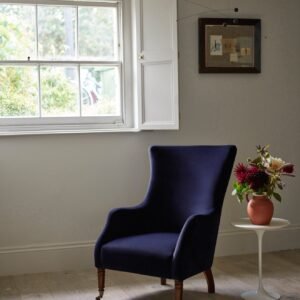 Bromley Wingback Chair, Midnight Blue Velvet