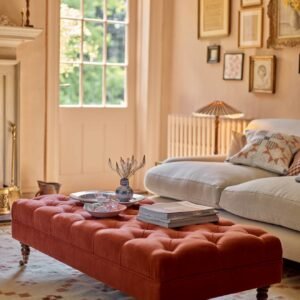 Elbert Ottoman, Rust Linen