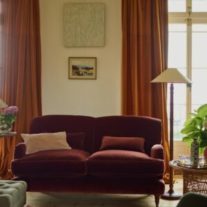 Abington Sofa, Two Seater, Rust Velvet