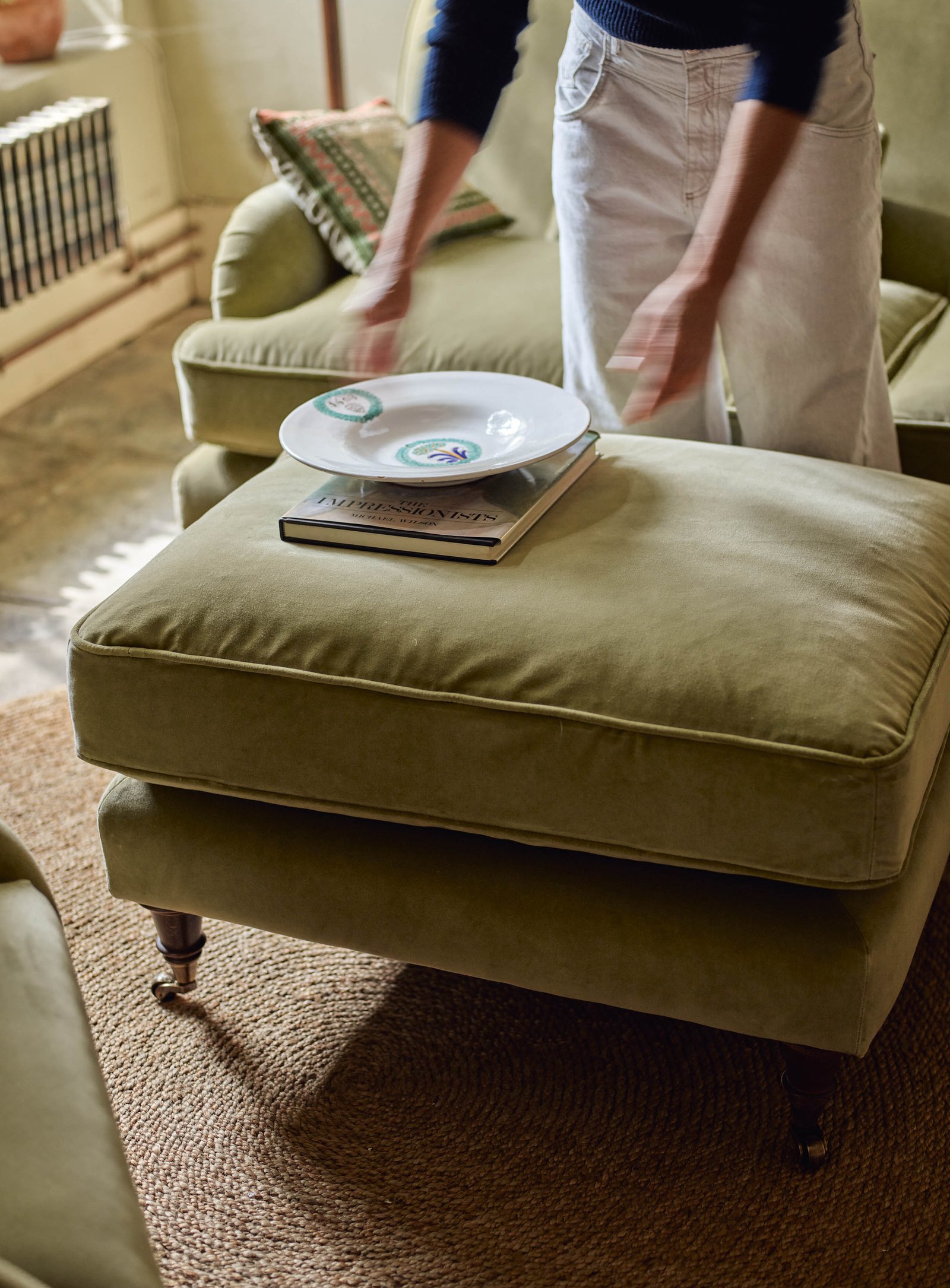 Abington Footstool, Heritage Green Stripe - Image 4