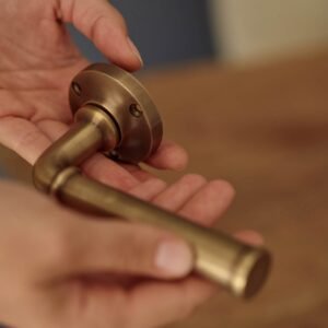 Grove Levered Door Handles, Antique Brass