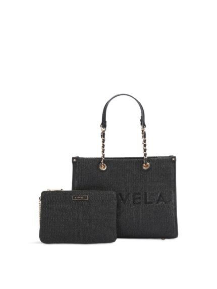 Raffia Midi Chain Tote Bag