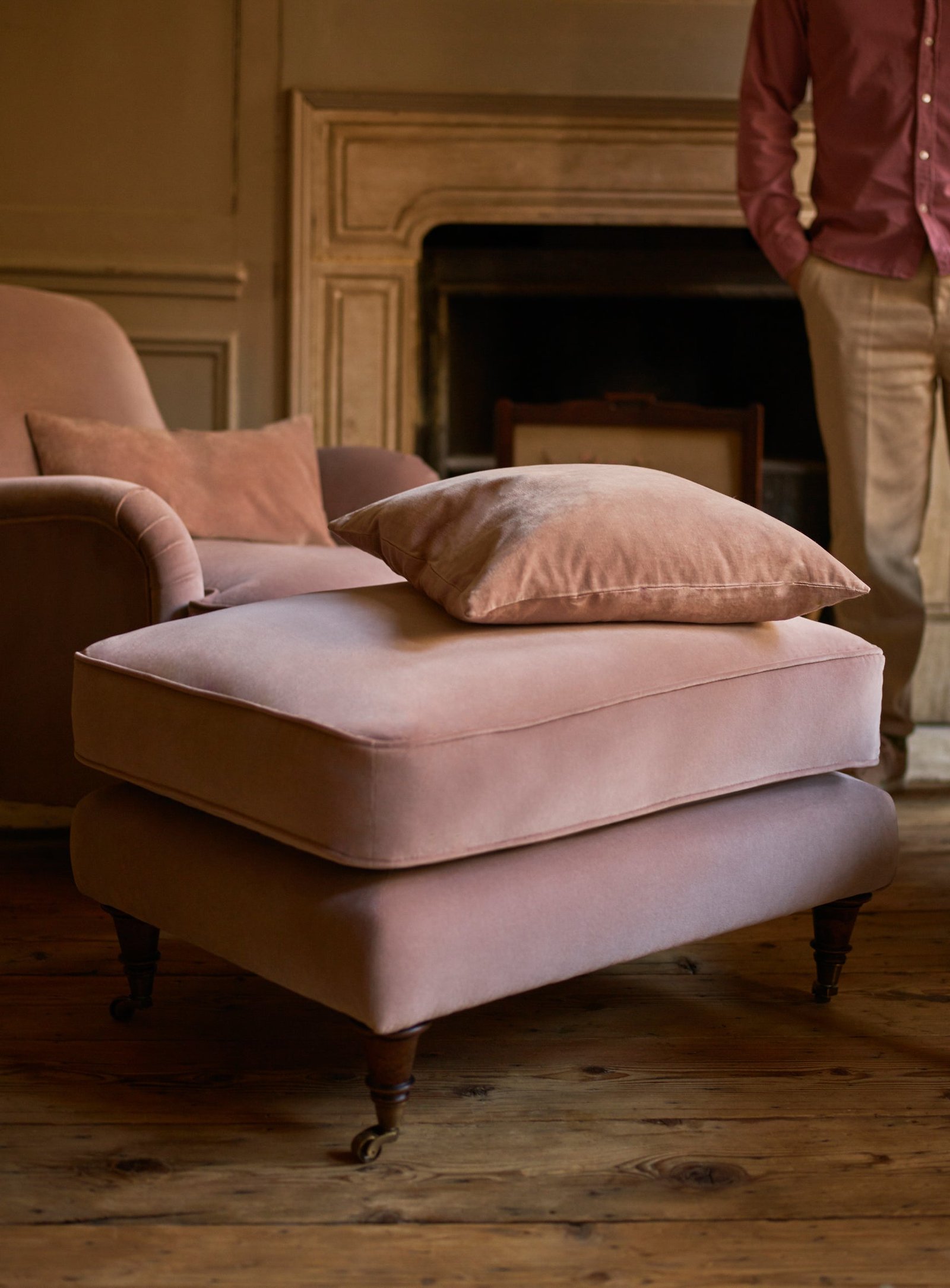 Abington Footstool, Black Ticking Stripe - Image 3