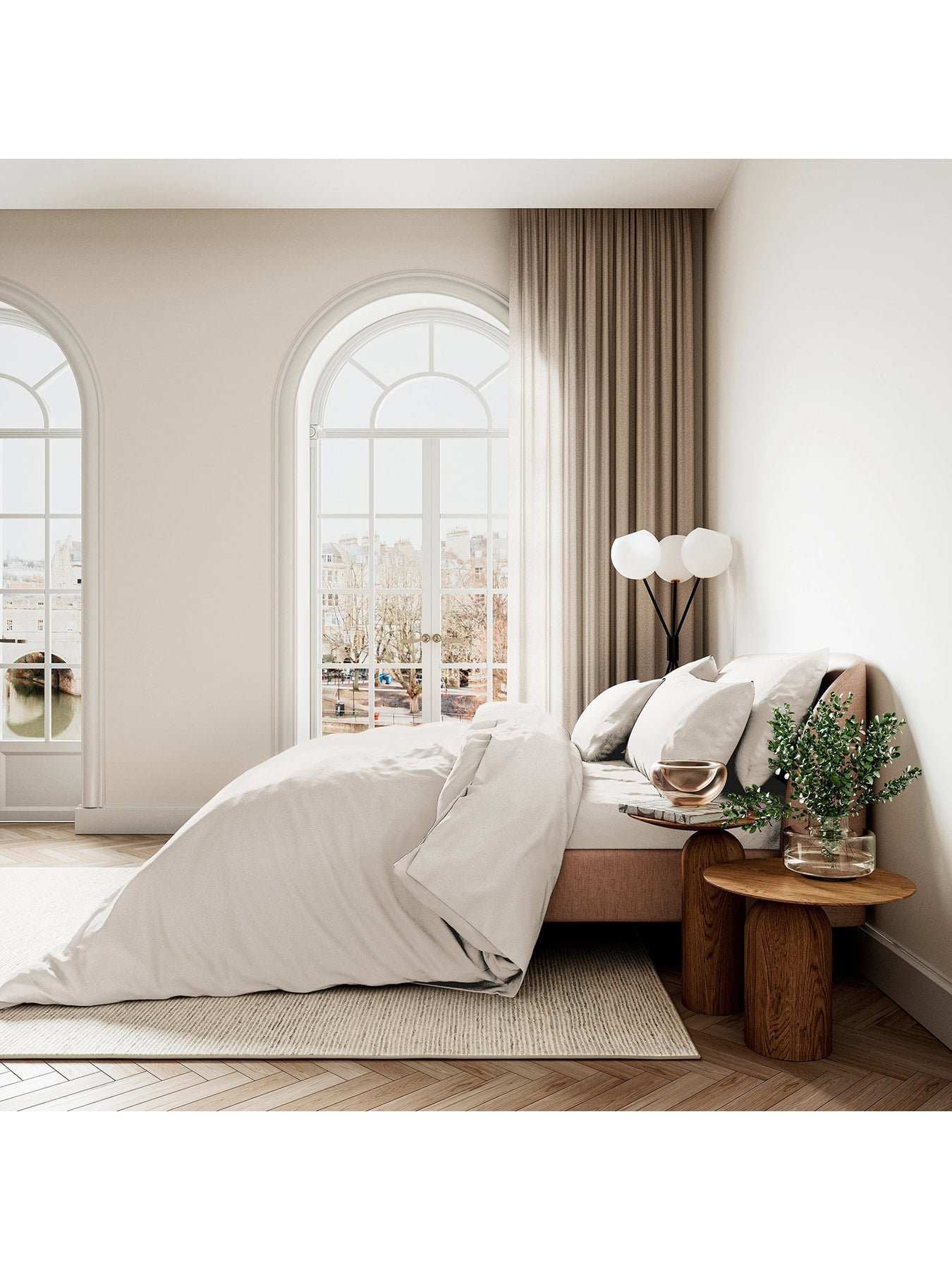 400TC Sateen Plain Dye Cover Set White - Image 2