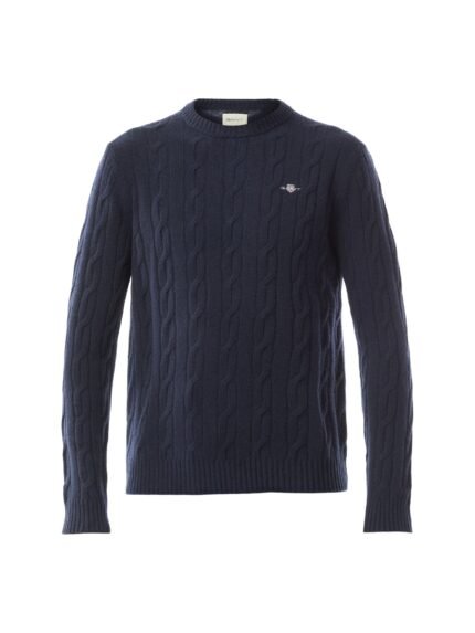 Cable Crew Neck Lambswool Sweater