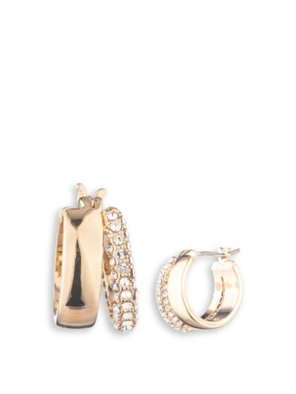 Pave Spilt Huggie Hoop Earrings