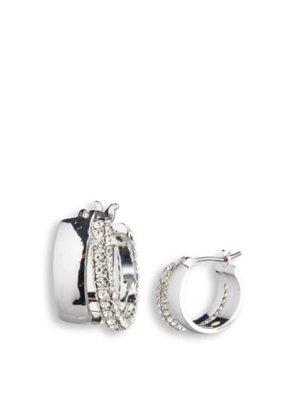 Pave Spilt Huggie Hoop Earrings