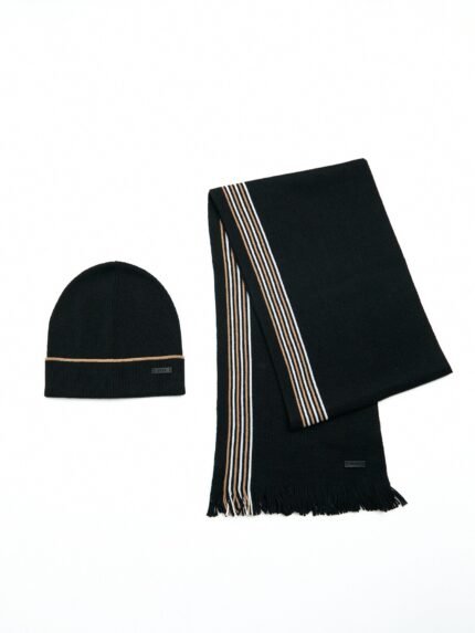 Raschel Knit Scarf And Hat Set In Gift Box