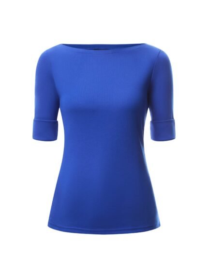 Stretch Cotton Boatneck T Shirt