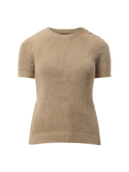 Metallic Ribbed Short Sleeve Sweater