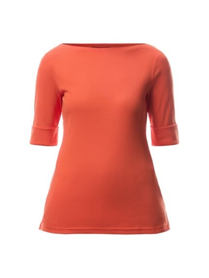 Stretch Cotton Boatneck T Shirt