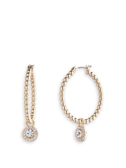 Pave Bead Hoop Earrings