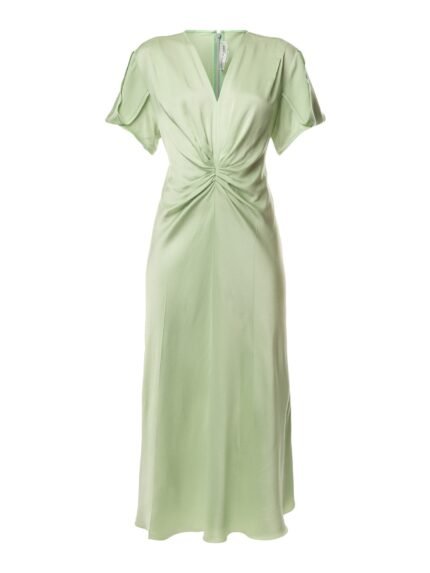 Gathered V-neck Midi Dress