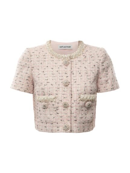 Pink Boucle Pearl Top