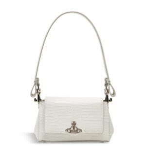 Hazel Mini Croc Embossed Small Handbag White Leather