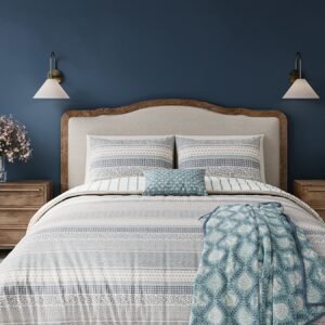 Blue/Teal Folk Stripe Cover Set Double