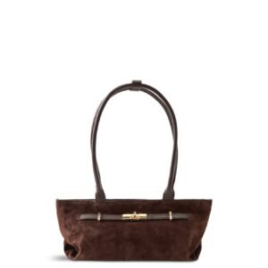 Bacil Long Handle Suede Bag Brown