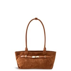 Bacil Long Handle Suede Bag Tan