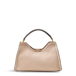 Aurora Medium Top Handle Leather Tote Beige