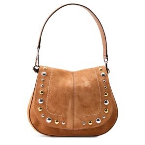 Helena Round Suede Studs Crossbody Tan