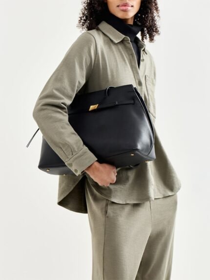 Christina Medium Ziptop Shoulder Bag Black