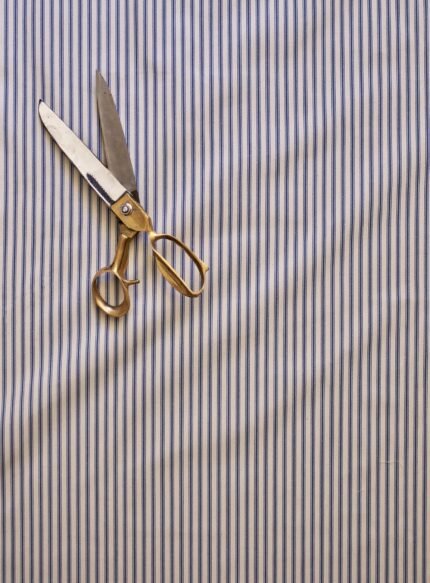 Edmund Footstool, Large, Blue Ticking Stripe