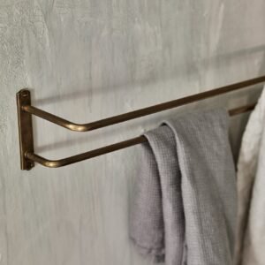 Bilton Double Towel Rail, Antique Brass