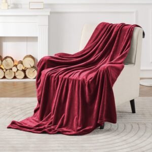 Burgundy Fleece Blanket Throw