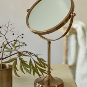 Bilton Pedestal Mirror, Antique Brass