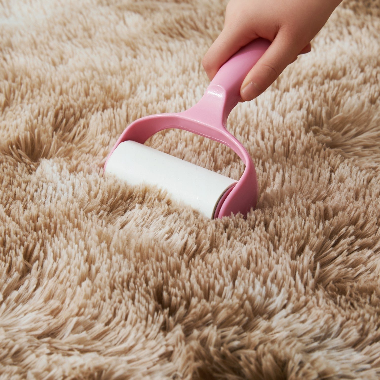 Beige Tie Dye Living Room Rug Soft Deep Pile - Image 6