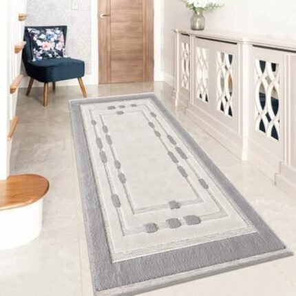 PHP Comfy Runner Rug Indoor - Modern Super Soft Thick Pile Non-Shedding Fluffy Shaggy Runners for Hallways Hall Living Room Bedroom Tv Lounge (80 x 150 cm, Des3 Grey)  Amazon.co.uk: Home & Kitchen