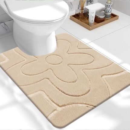 PHP Floral Foam Pedestal Mat - Extra Soft & Cozy Quick Dry Bathroom Toilet Mats - Non Slip Floor Matts (Beige, 50 x 40 cm)  Amazon.co.uk: Home & Kitchen