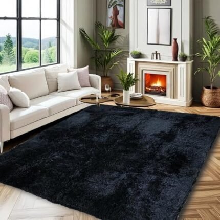 PHP Shaggy Door Mat Non Slip - Super Soft, Thick, Dense, High Pile Small Rug for Bedroom, Living Room, Kitchen and Front Door Floor Mats (Plain Black, 50 x 80 cm)  Amazon.co.uk: Home & Kitchen