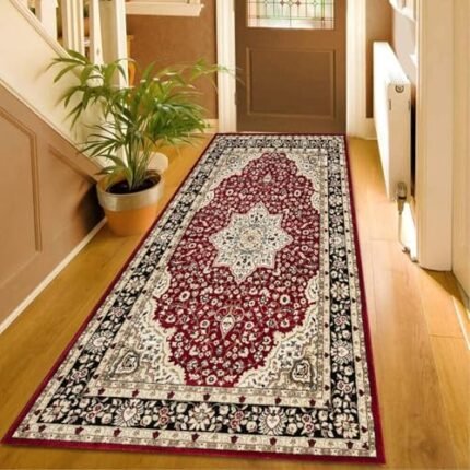 Roma Vintage Runner for Indoor - Super Soft Classical Floral Pattern Low Pile Large Non Slip Runners Rug for Living Room Bedroom Hallway Tv Lounge