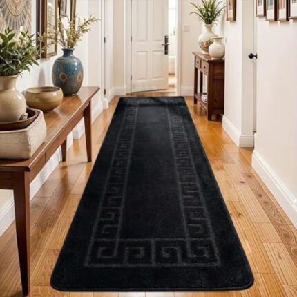 PHP Non-Slip Area Rug, 80 x 150 cm Washable, Heavy Duty Floor Protector Anti Slip Hallway Large Rug for Indoor Outdoor Hall Bedroom and Kitchen - Black  Amazon.co.uk: Home & Kitchen
