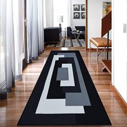 PHP Long Runner Rug for Hallways - Thick Non Slip Flat Woven Geometric Pattern Classical Indoor Carpet Runner Mat for - Kitchen Hallway Hall Bedroom Living Room, 60 x 220 cm, Black Grey  Amazon.co.uk: Home & Kitchen