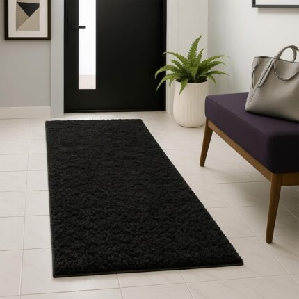 PHP Shaggy Runner Rugs for Indoor - Super Soft Fluffy Thick Pile Non-Shedding Large Runners Rug for Hallways Bedroom Living Room Kitchen Carpet Mats (Black, 80cm x 150cm (2ft 8" x 5ft)  Amazon.co.uk: Home & Kitchen