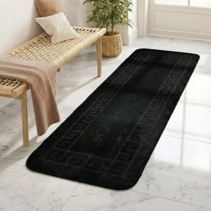 PHP Carpet Runners for Hallways Non Slip Long With Gel Back - Marble Rug Washable Low Pile Rug, Kitchen Runner - Ideal For Living Room, Bedroom, Lounge And Hall |60 x 220 cm - Black  Amazon.co.uk: Home & Kitchen