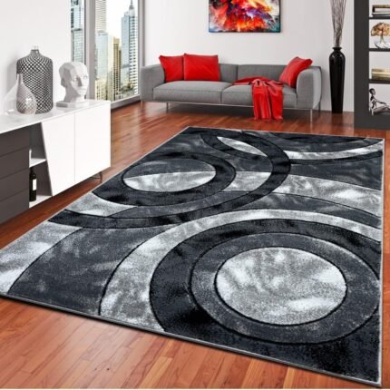 Living Room Rugs Large- Luxury Classical Circle Design Dense Pile Carpet Runner for Hallway Non Slip Washable Area Rug Kitchen Floor Grey - 120 x 170 cm  Amazon.co.uk: Home & Kitchen